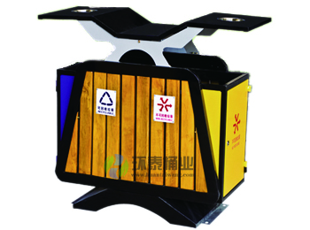 翼型木條分類果皮箱HT-GM6190,鋼木,垃圾桶,鋼木,垃圾桶,